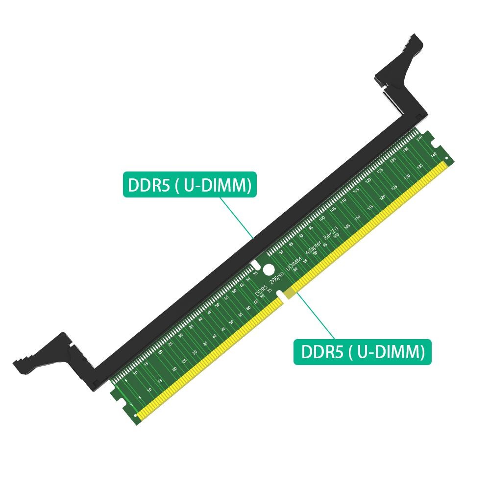 DDR5 U-DIMM 288Pin Adapter DDR5 Memory Test Memory Protection Card with Short Latch Expansion Board Card for Desktop PC Computer