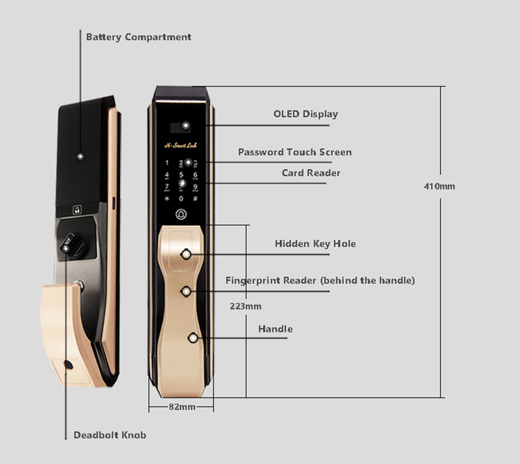 Aluminium Alloy Automatic Door Lock With Multiplicate Security Ways Unlock System