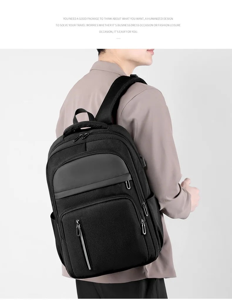 15.6'' 16" Travel USB Computer Custom Made Waterproof Washable Men Backpack With USB Charging Port