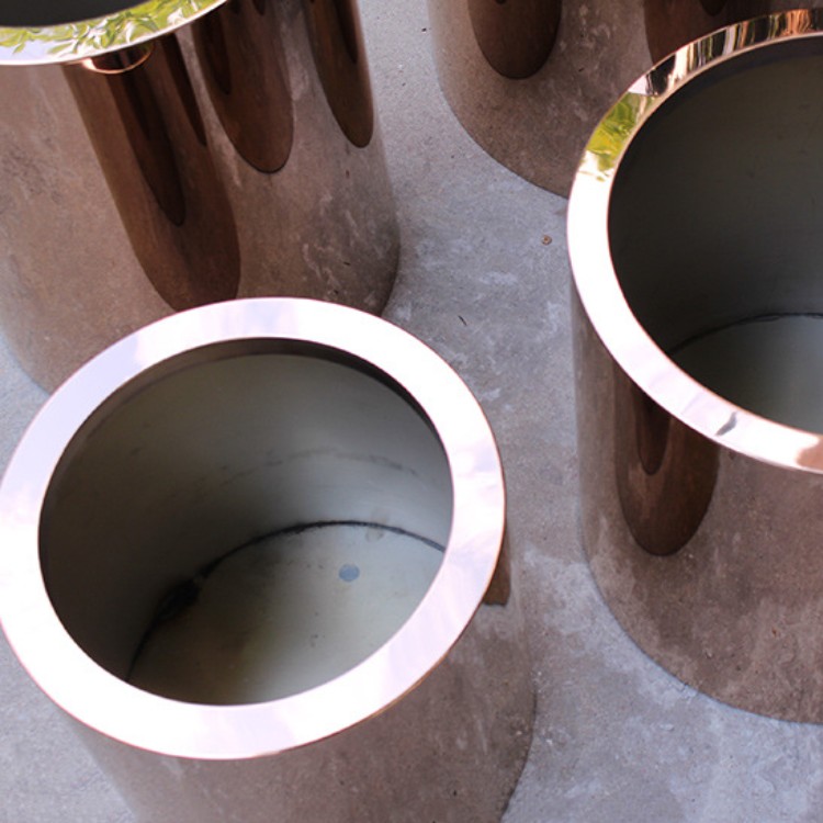 Custom outdoor garden flower pot metal mirrored round planters