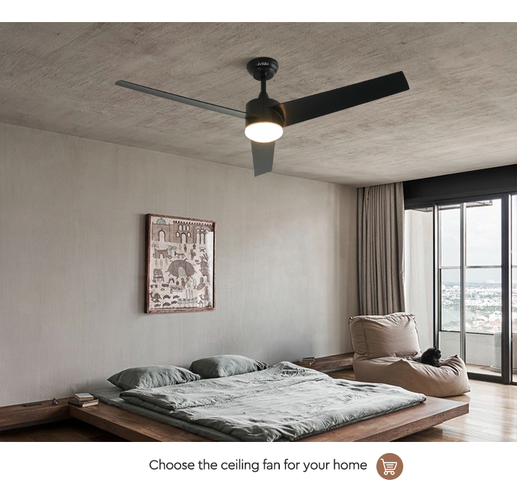 Energy Saving 1stshine LED Ceiling Fan with Remote and Light Black ABS Blades 6 Speeds
