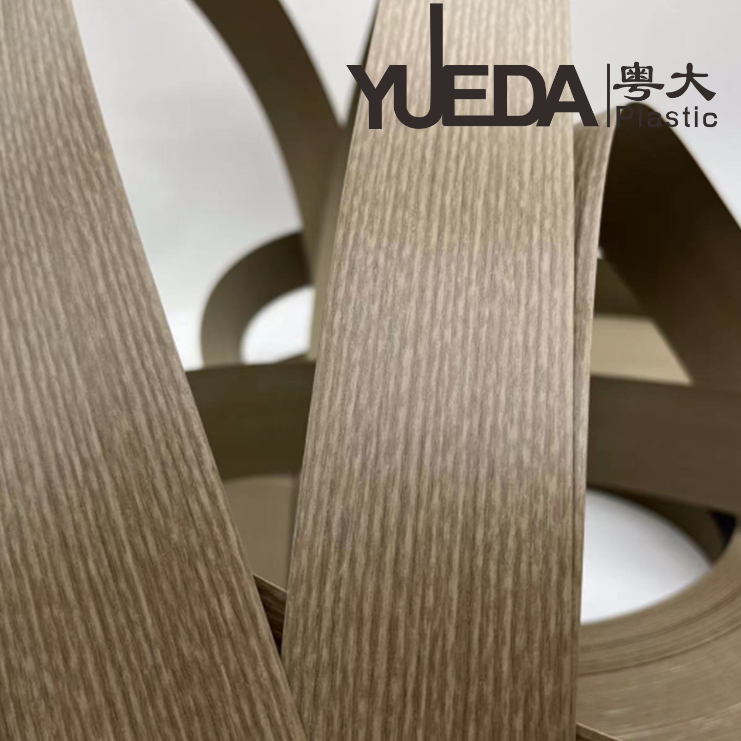 Yellow wide-edge edge banding strips with wood grain patterns that simulate the texture and color of wood-M5707