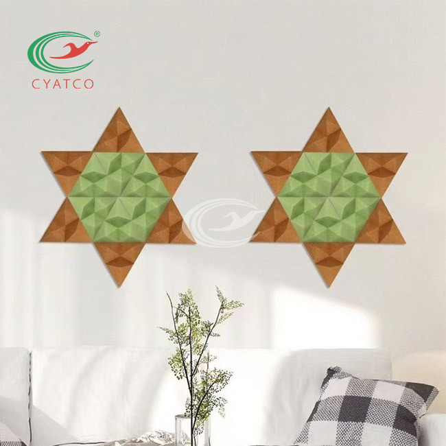 Triangular Decorative Polyester Fiber Acoustic Panel 3D Moistureproof