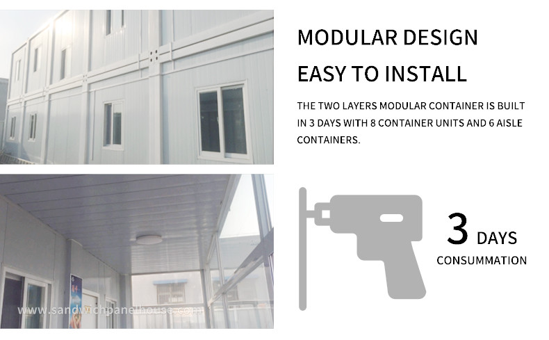 Construction Site Prefab Modular Container Office With Glass Wall