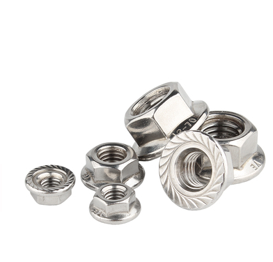 304 M8 Hex Lock Din6923 Self Locking Hexagon Flange Nut with Plain Surface Treatment