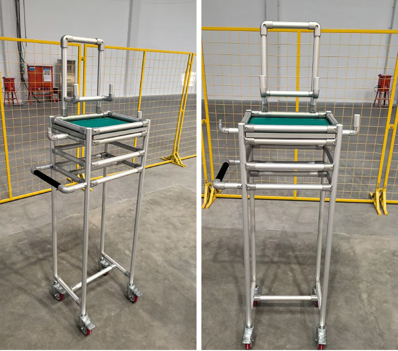 Material Rack System Made From The Third Generation Lean Pipe Aluminum Alloy Tube  Assemble Cart  Hand Trolley