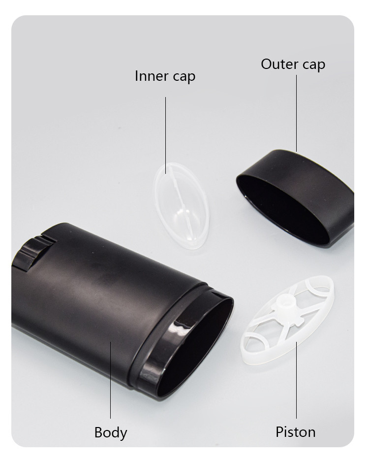 Reusable PP PCR Oval Shaped Deodorant Stick Container With Flat Top Cap 15g 50g 75g