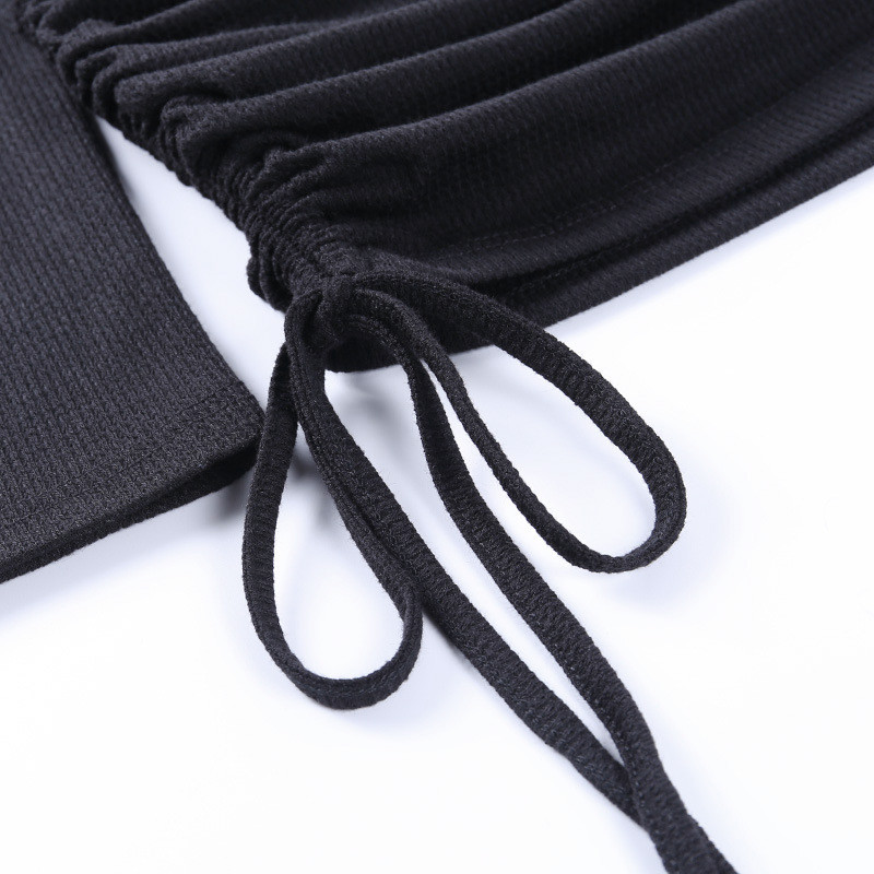 Autumn Halter Neck Sexy Black Long Sleeve Dress Backless Knitted