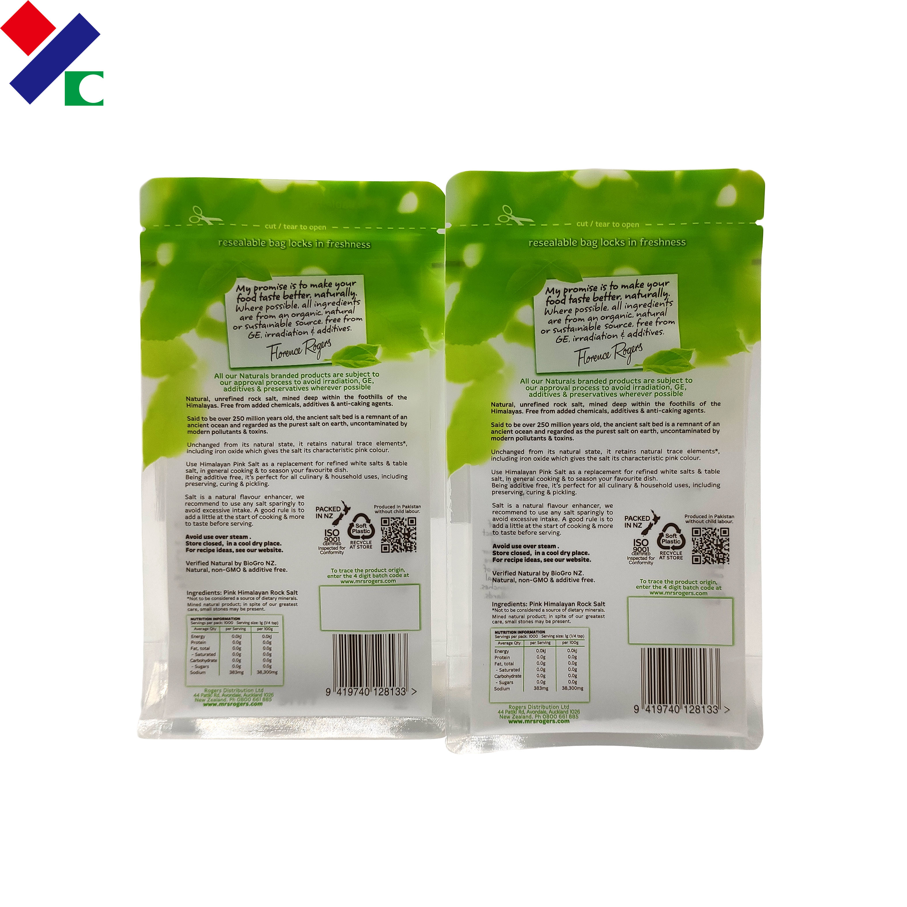 Glossy Recyclable Packaging Bags Stand Up Zipper Pouch For Dry Food 50g 100g 150g