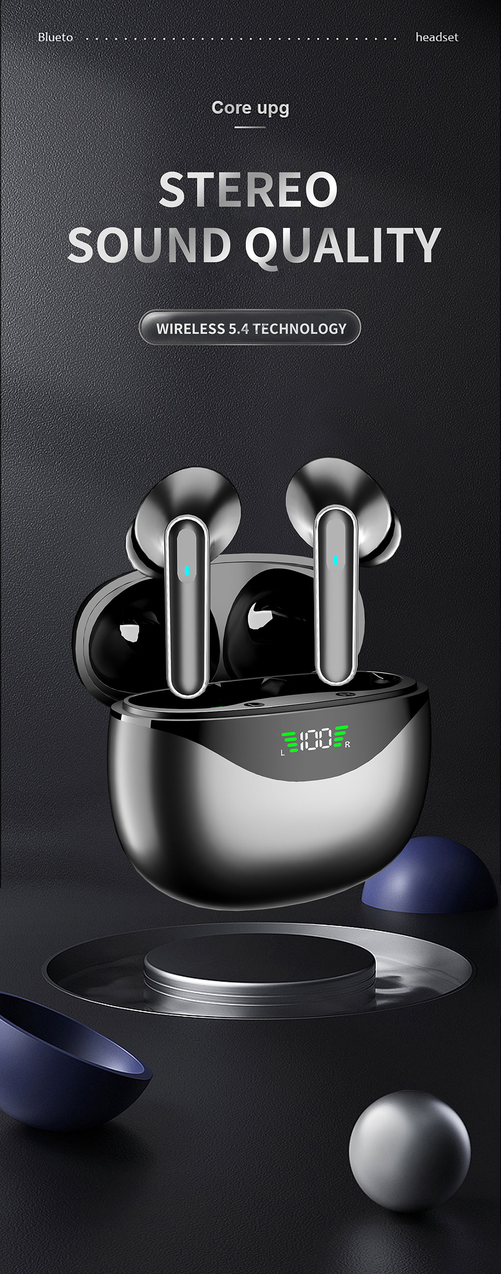 BT TWS Earphone 3D Surround Stereo Headset Wireless Headphones With 300mAh Charging Box Mobile Phone Game Sport In-ear Earbuds