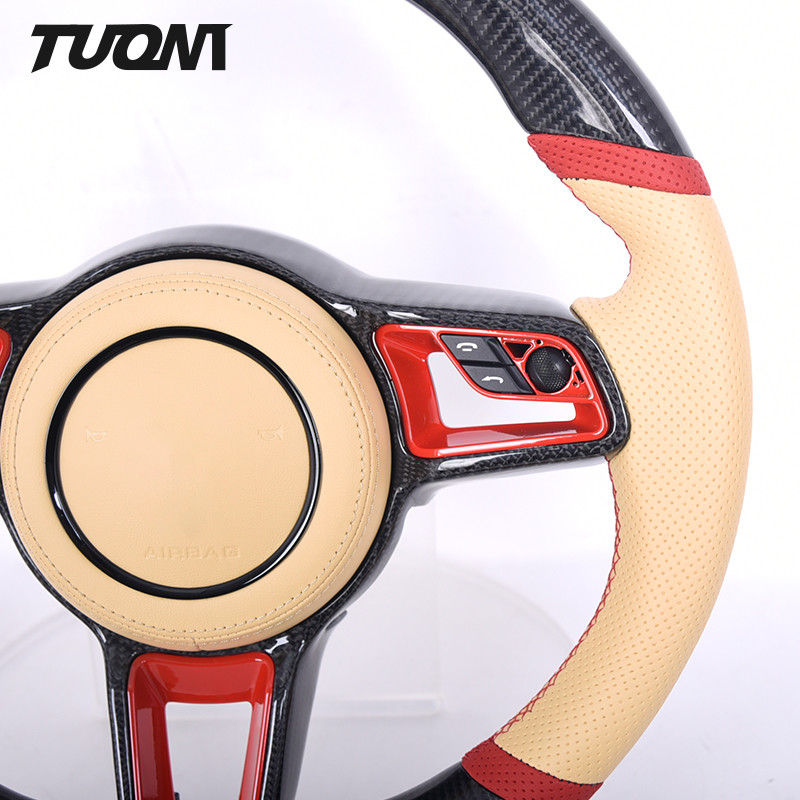 Multicolor Leather Carbon Steering Wheel Custom Porsche Cayenne Macan 991