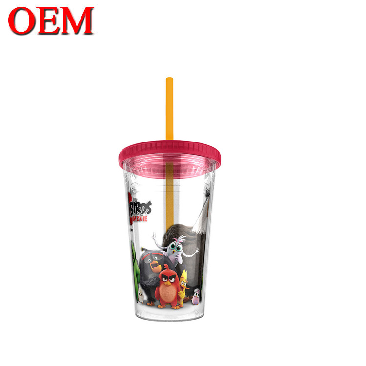 Custom Figure Double Walled Plastic Straw Cup Reusable Water Cup OEM Plastic Toy Factory