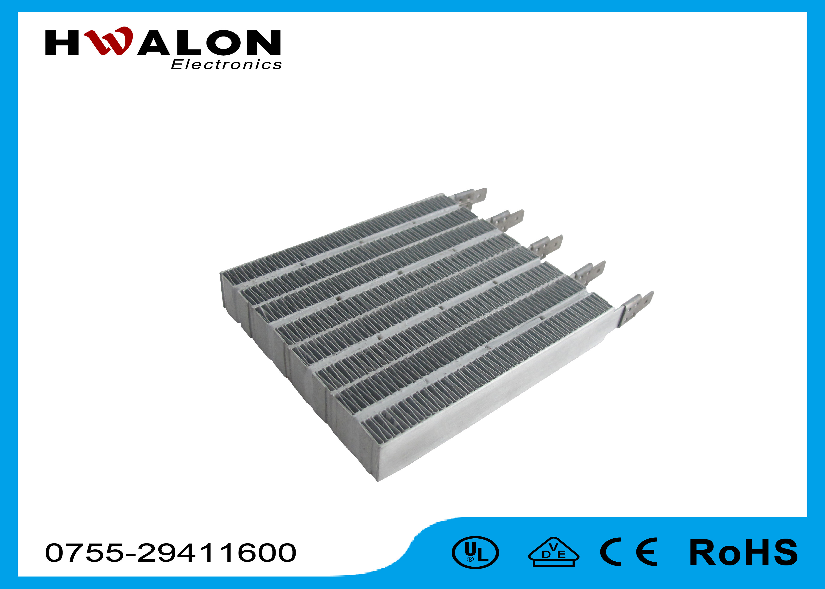 120 * 107 * 15 mm Ceramic PTC Air Heater Wind Speed 4 m / s For Air Heater