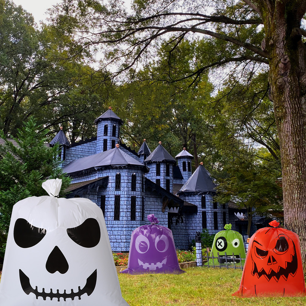 Wholesale Large Heat Seal Side Biodegradable LDPE Plastic Pumpkin Bag for Halloween Garden Yard Decoration
