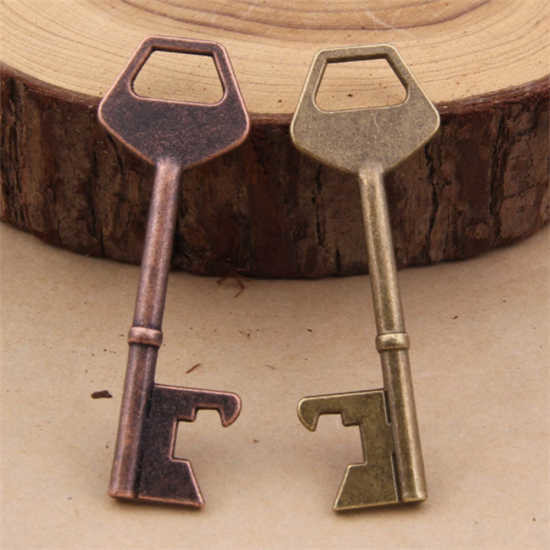 Die Casting Innovative Wedding Favor Engrave Antique Key Shape Beer Bottle Opener Keychain, Cheap Promotion Gift