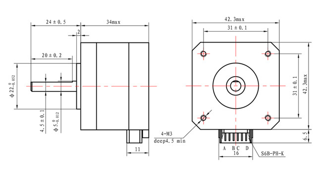 Nema 17 Hybrid Driver Motor 2 Phase 1.8 Degrees 1.33A For 3D Printer