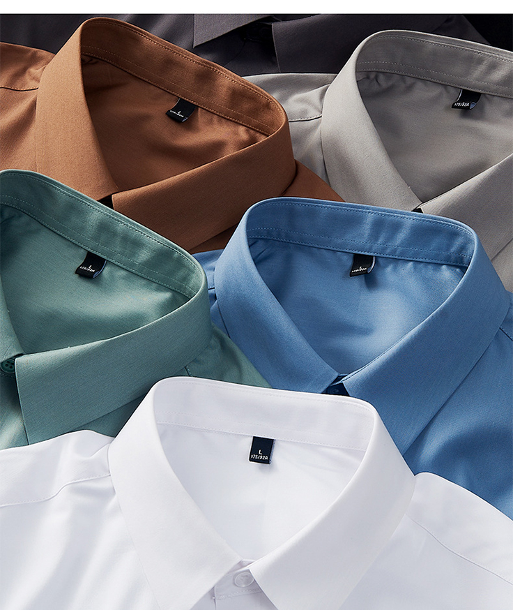 Gender Men Slim Fit Dress Shirt with Logo 100% Mercerised Blue/Red/Green/White Formal