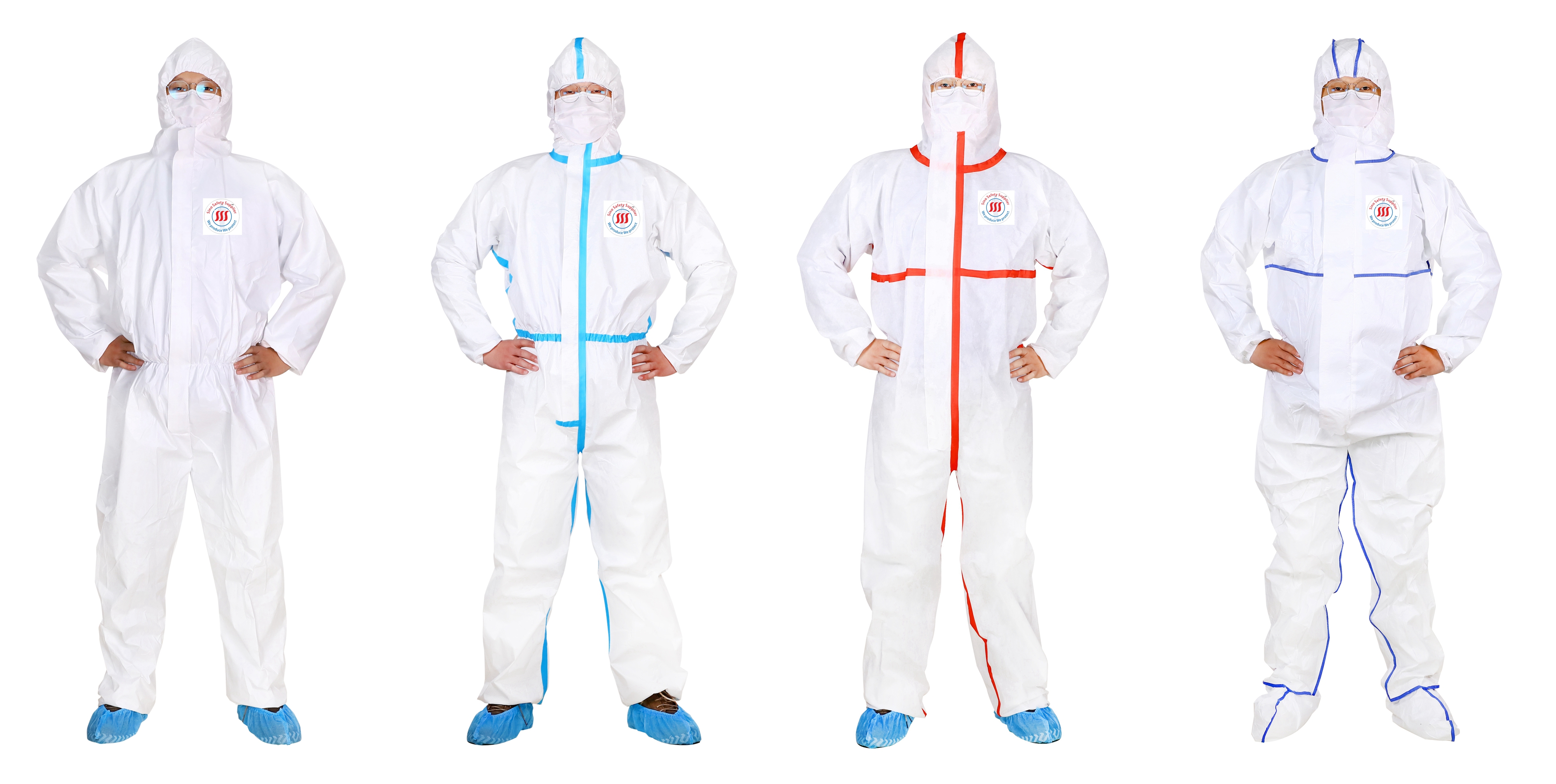 Taped Body Protection Surgical Hazmat Suit Asbestos Removal Waterproof Disposable Coverall