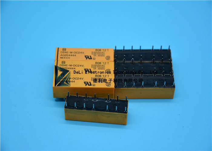 DS4E M DC24V Low Signal Relay , PCB 2A 4PDT Non Latching Relay High Sensitive