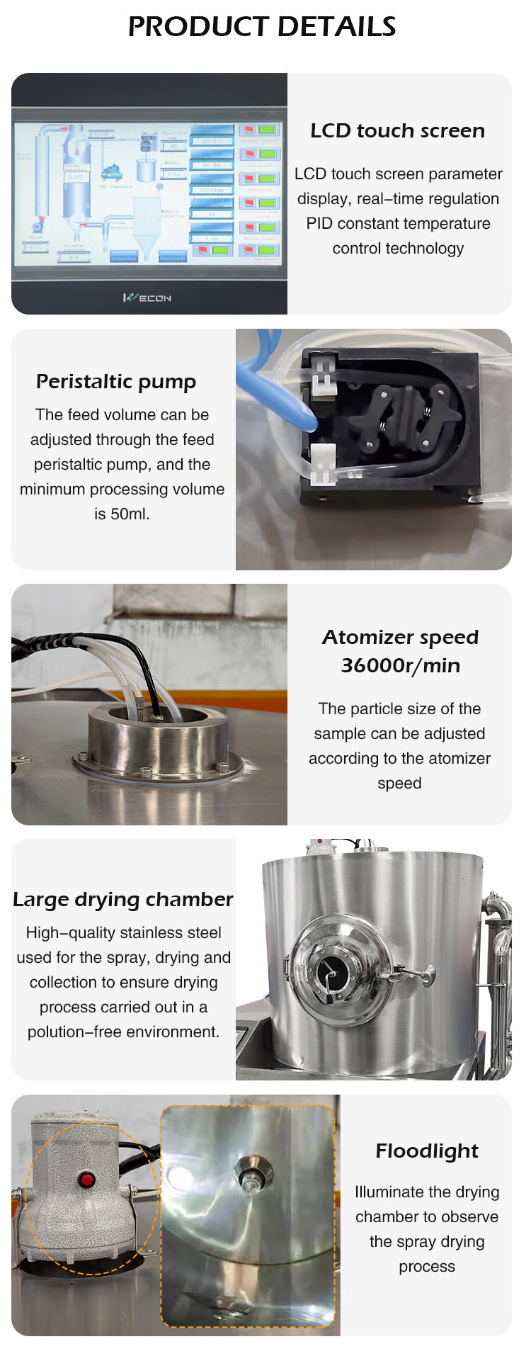 10L Centrifugal Spray Dryer Drying Machine For Egg Powder/Tea/Herbal Extract/Protein/Starch