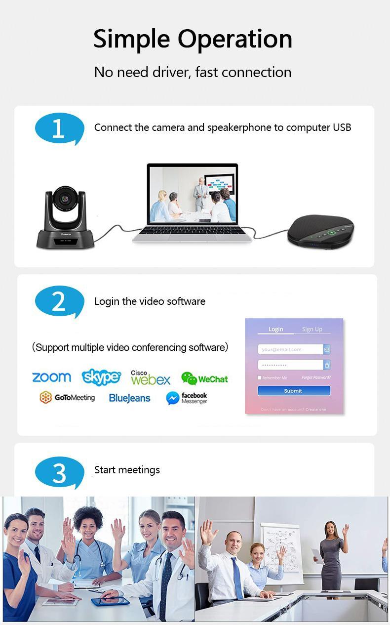 Conference System Video Conference Camera 10X Optical Zoom and Speakerphone
