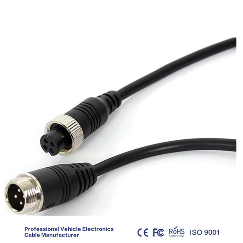 3.8mm Car Reverse Camera Cable , 4 Pin Extension Cable With Lock