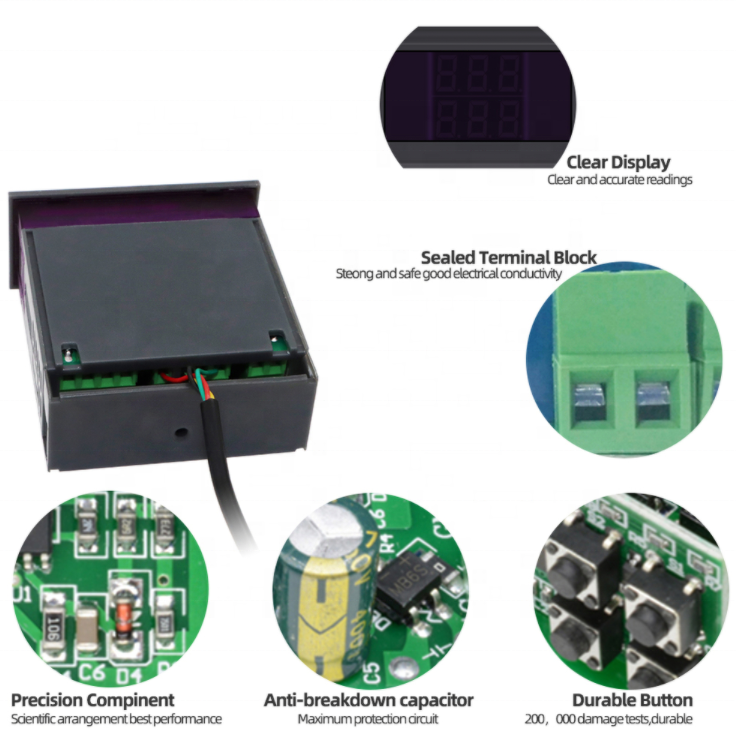 Dual Digital Temperature Humidity Controller AC 110V 220V Thermostat Humidistat Therometer Hygrometer
