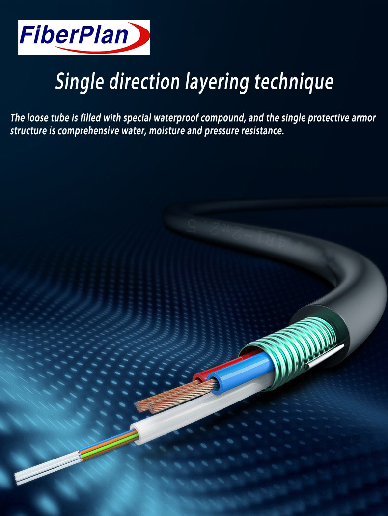 G652D SM Fiber Cable With FRP Central Strength Member And Water Blocking Tape Optoelectronic Composite Cable