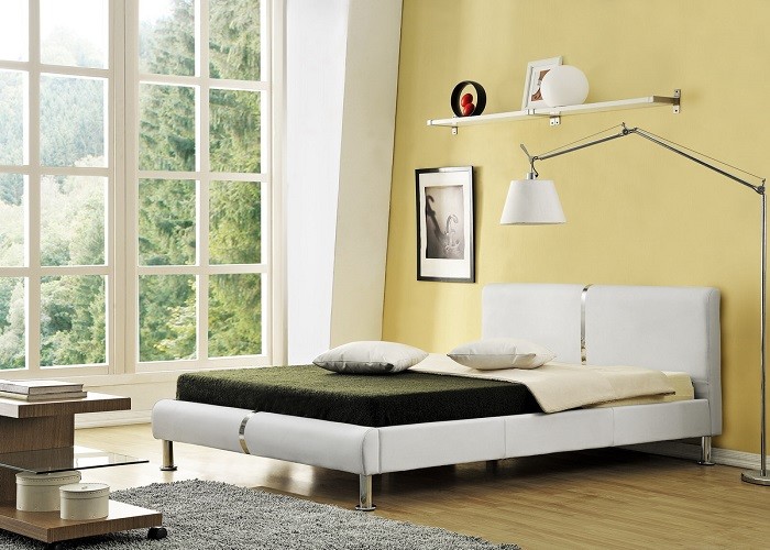 Simple Bedroom Faux Leather Bed CE ROSH BSCI Certification