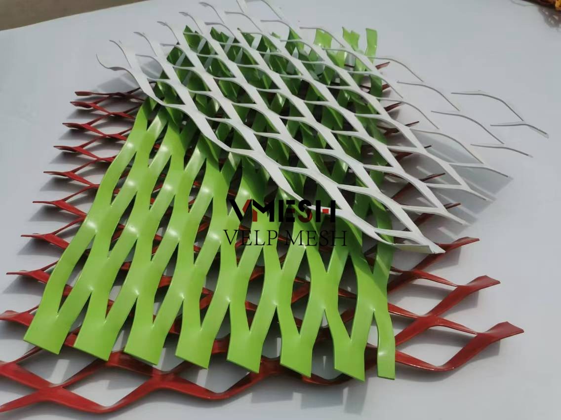 Aluminium Ceiling Cladding Wall Expanded Mesh Diamond Customized
