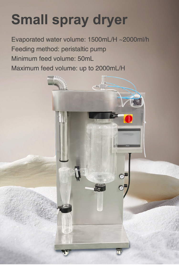 Mini 2000ml Glass Coffee Egg Powder Spray Dryer Machine for Sugar Syrup Detergent