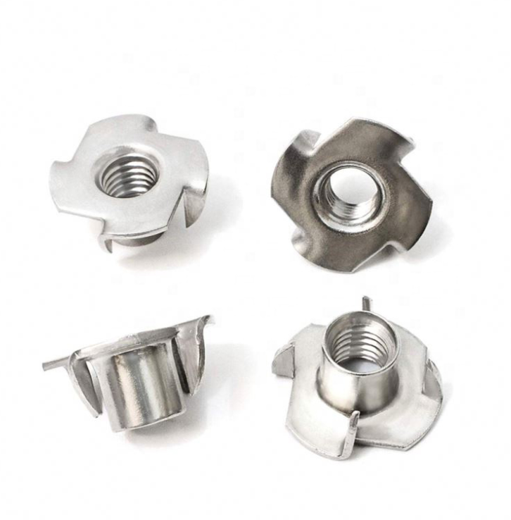 Custom Wood Thread Insert T Nuts Slot Drop In T Nut Stainless Steel Four Claw Tee Nut