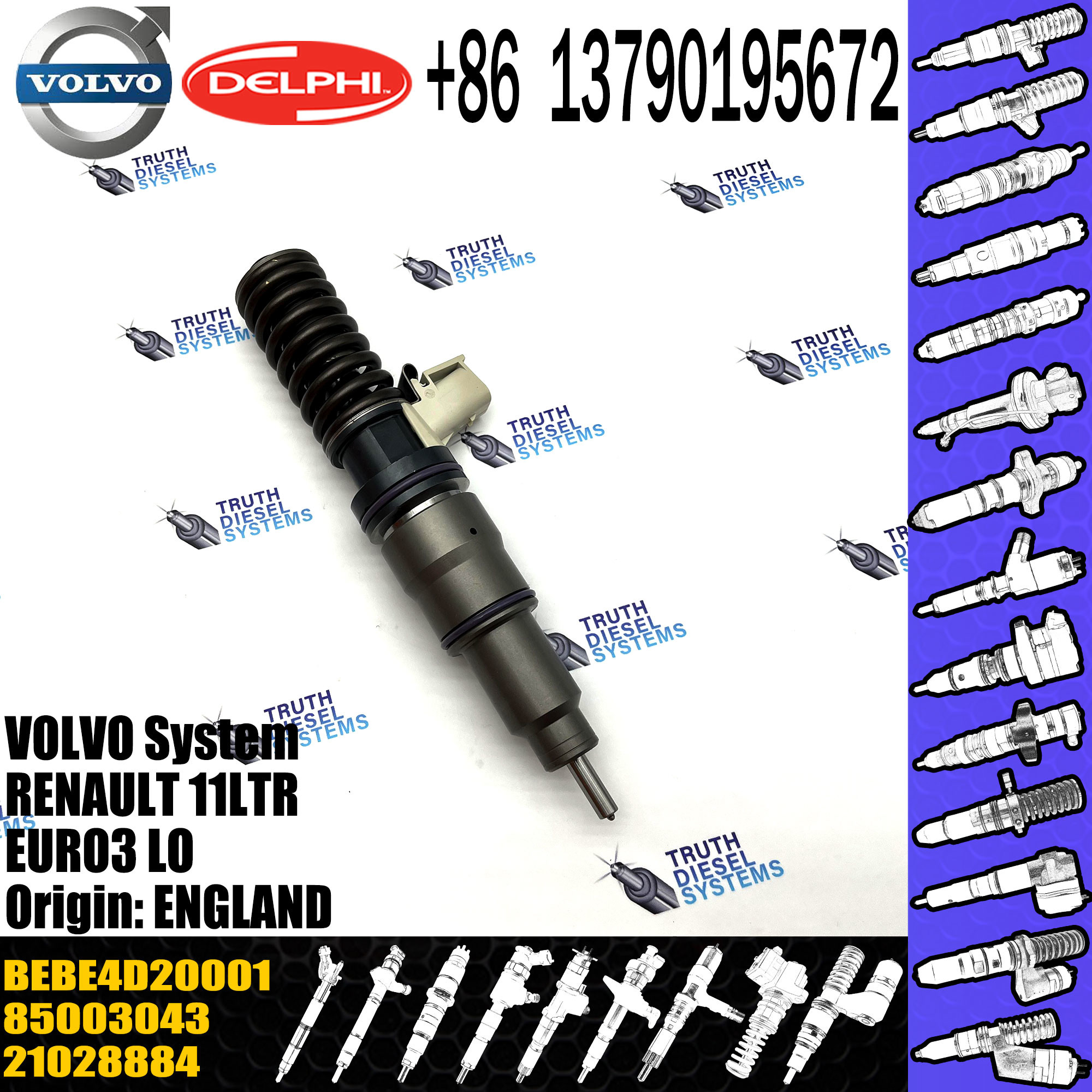 High Quality Diesel Fuel Injector 21028884 7421028884 7485003043 85003043 BEBE4D20001 For 11LTR EURO3 LO