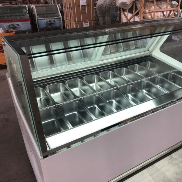 16Pans Commercial Ice Cream Display Freezer Movable For Gelato Shop