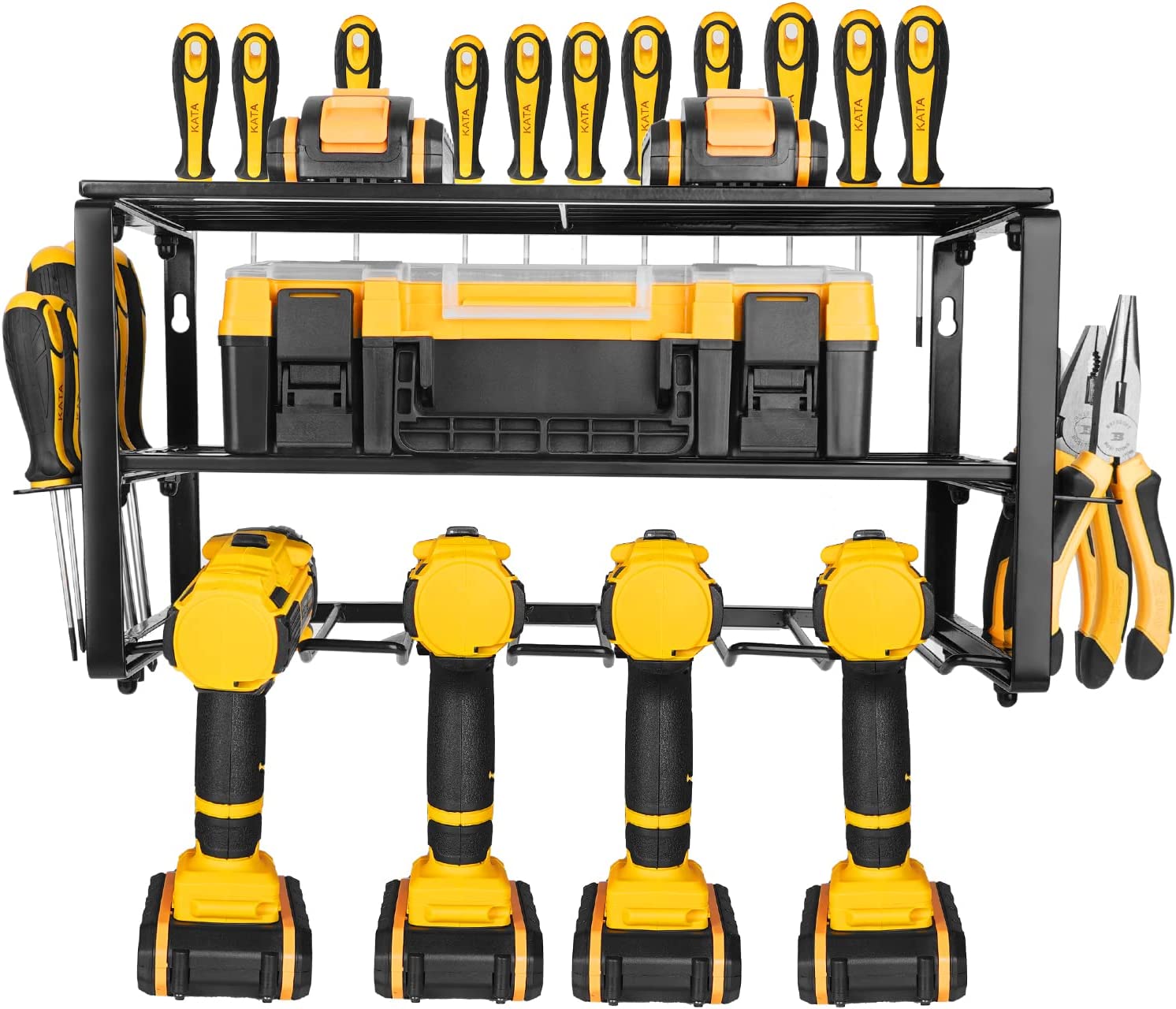 Efficiently Store Your Metal Wall-Mounted Drill Holder with Our Heavy Duty Tool Shelf