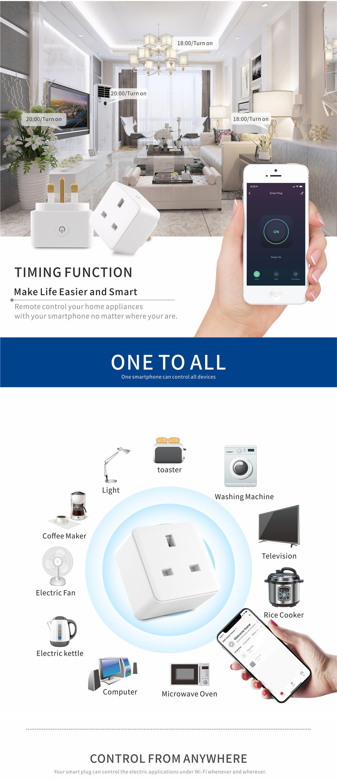 Wi-Fi Smart Plug UK Standard Socket With Power Metering Function