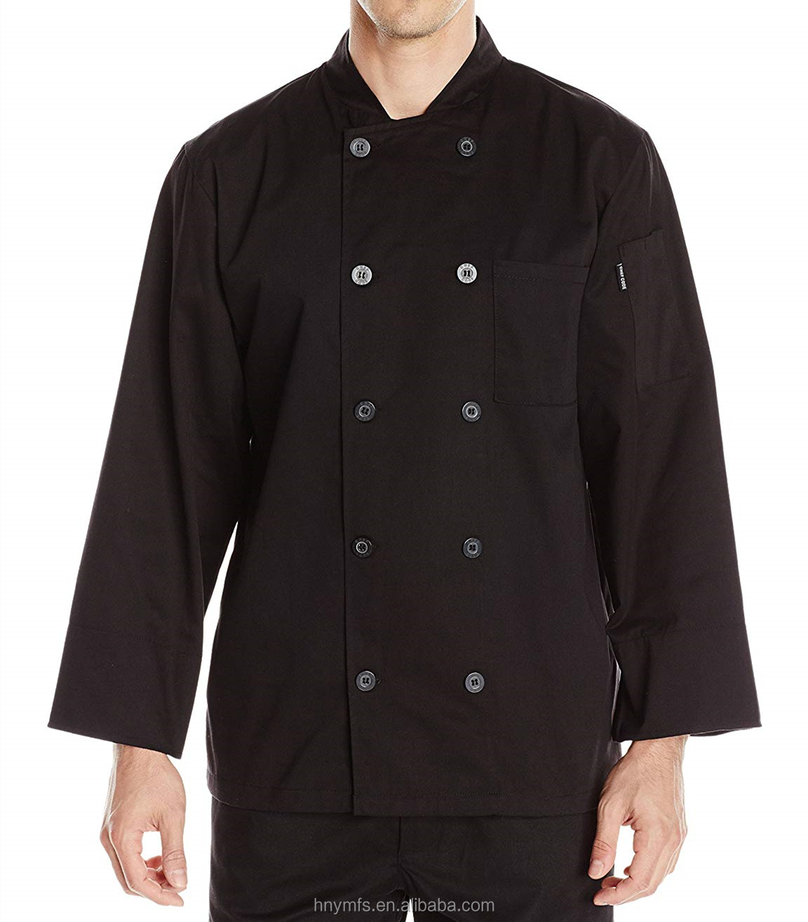 Long Sleeve Chef Uniform Tops Black Color OEM Service For Hotel Restaurant