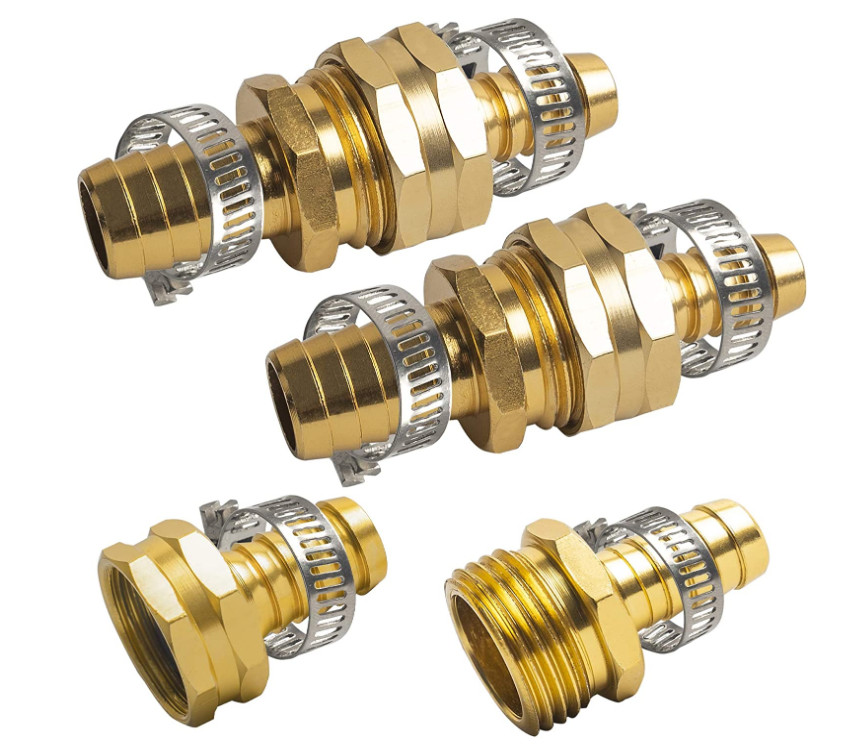 1/2" Brass Garden Hose Repair Connector , Mender Male Female Connector
