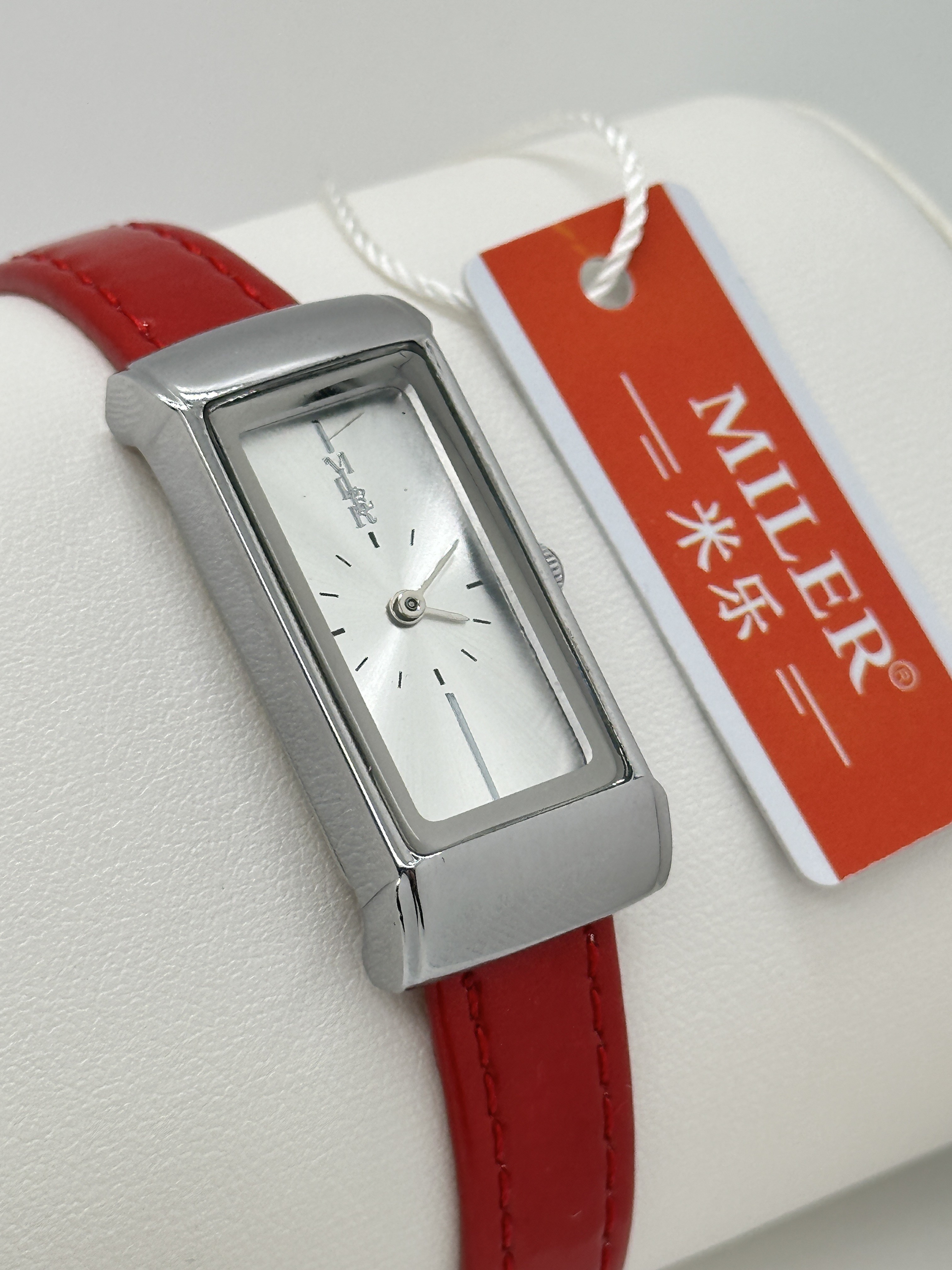 Gift Genuine Leather Mens Waterproof Wrist Watch Square Single Dial Quartz Watch