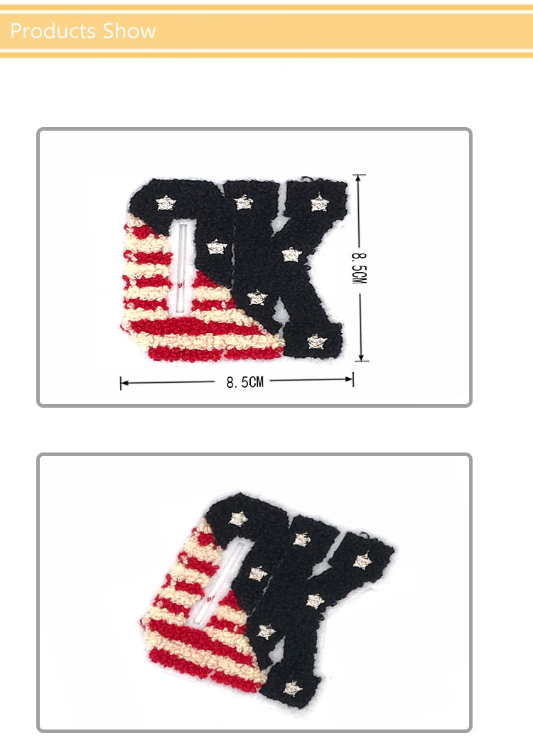 Eco Friendly Custom Chenille Patches , Ok Letter Clothing Badges Patches 8.5 * 8.5CM Size