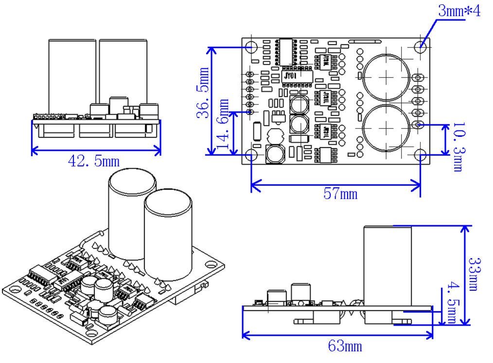 JYQD-V6.5E 36-72VDC 15A current BLDC motor driver for sensorless BLDC motor​