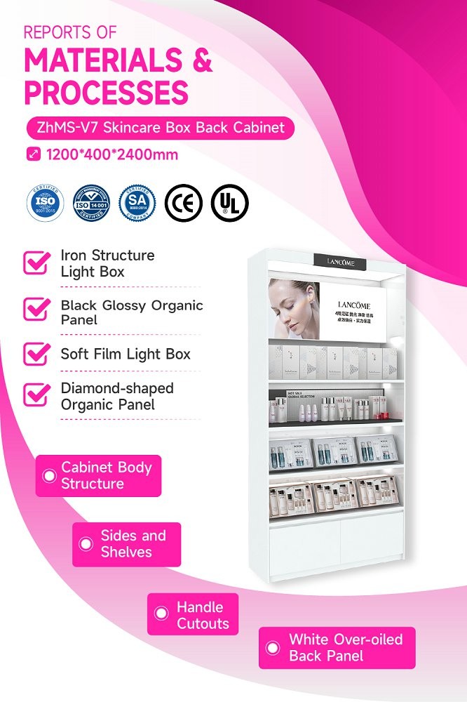 ZhMS-V7 Diamond-shaped Organic Panel Skincare Display Cabinet with Efficient Lighting