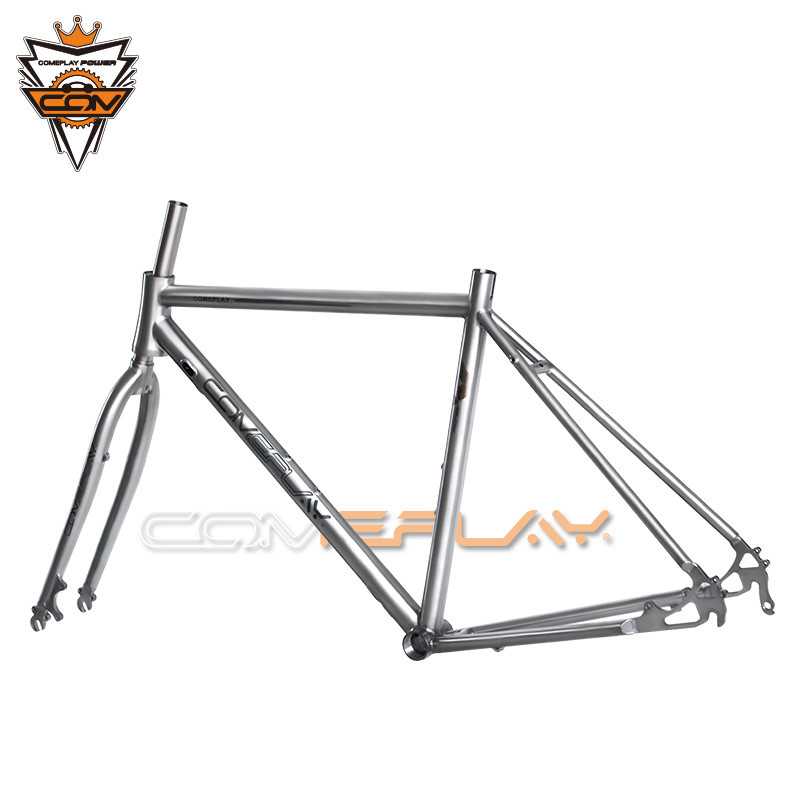 Wide Tire Road Titanium Bike Frame Hand Brush Ti3AL2.5V Ti6Al4V Material