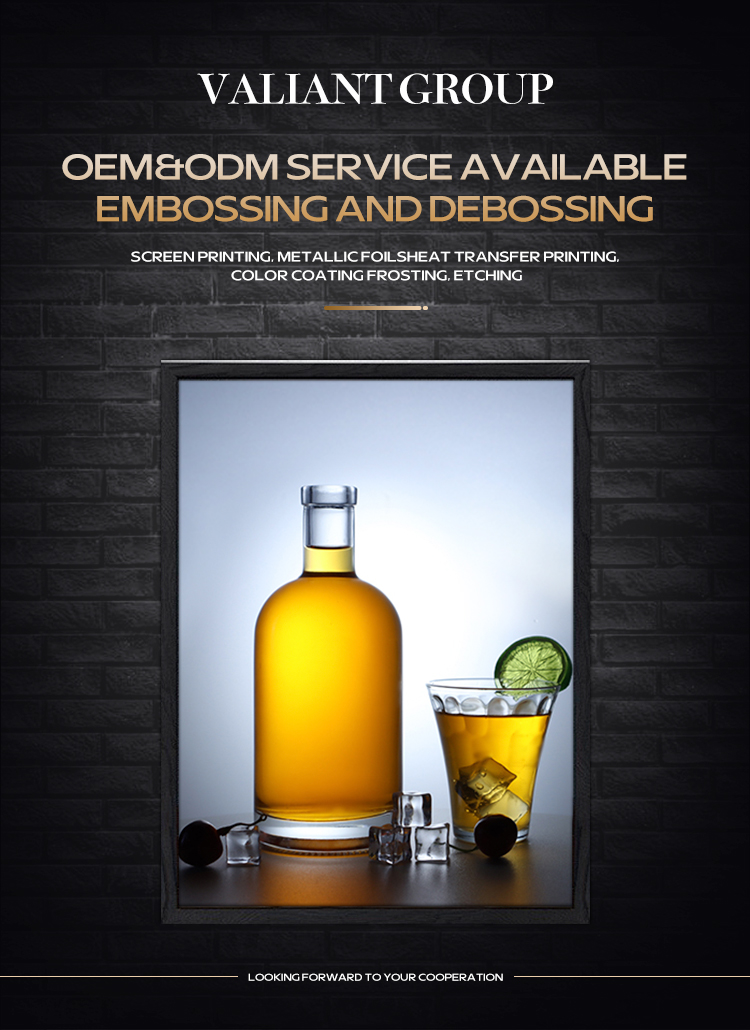 70cl 75cl Custom Design Clear Glass Bottles for Tequila Vodka Whiskey in Shandong