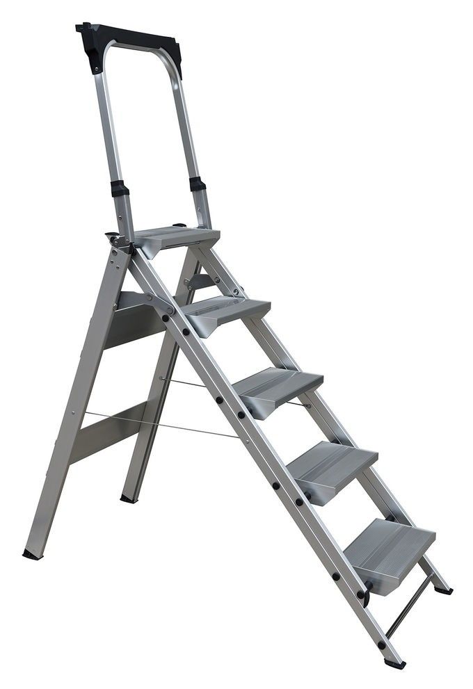 Robust Strength Lightweight Aluminum Ladder 5 Steps Adjustable Aluminum Ladder