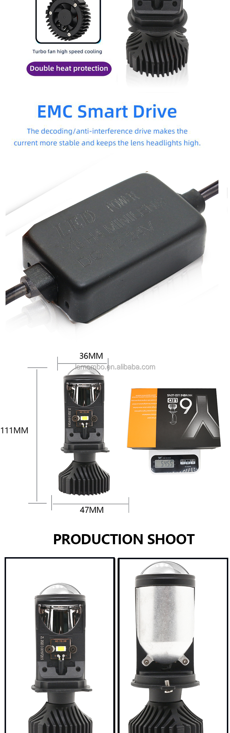 Car Headlights H4 YD6 6000K Motorcycle LED Headlight Car headlamp front fog lamp Modified LED bulb 12V