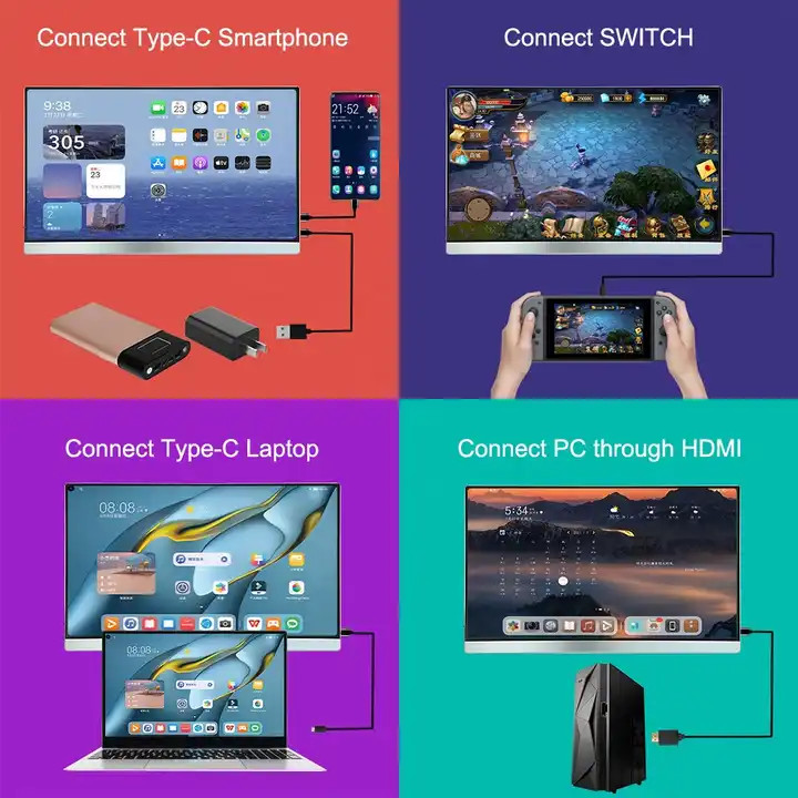 ODM USB C Mini HDMI Gaming Portable LCD Display Liquid Crystal Dual Monitor