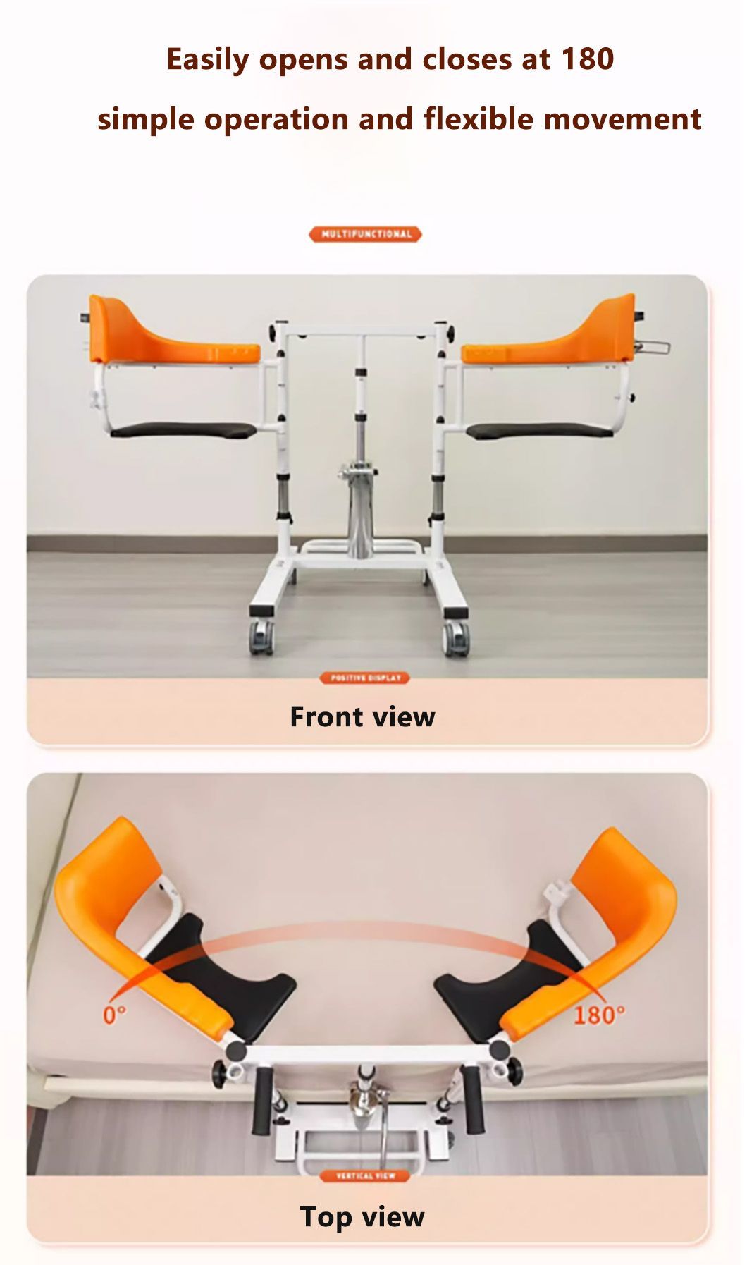 Reliable Quality Adjustable Height Manual Patient Transfer Lift Chair Hydraulic Lift Wheelchair for Paralyzed Use