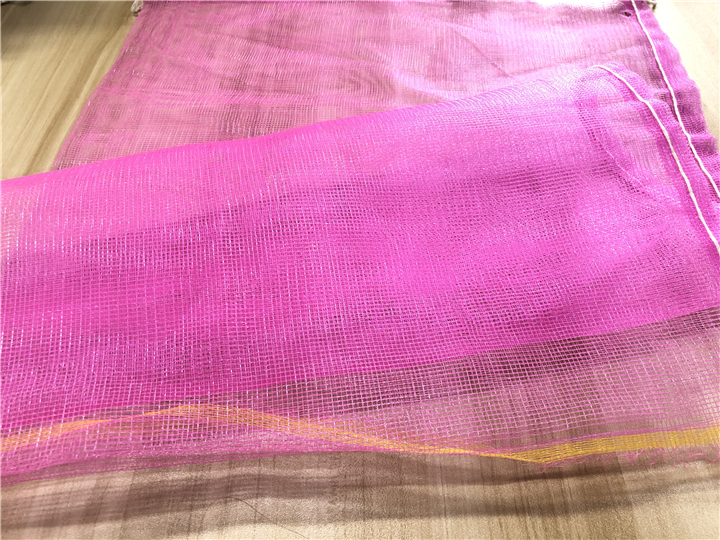 Fresh Garlic Packing Pp Fruit Pink Mesh Drawstring Bag Made of 100% PP/PE Material