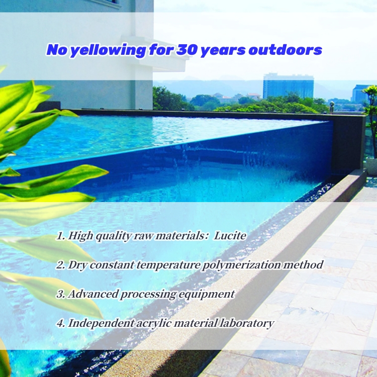 Clear Acrylic Swimming Pool with High Light Transmission 93% and Transparent Panel